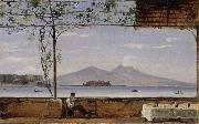 Johann Jakob Ulrich Seaside Terrace near Naples oil on canvas